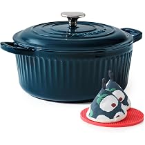 Amazon.co.jp: SENSARTE 鋳物ホーロー鍋 22cm 鍋つかみ・鍋敷き付き